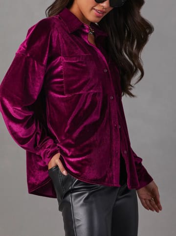 Fluwelen blouse fuchsia