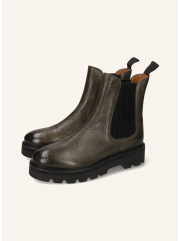 Leren chelseaboots kaki