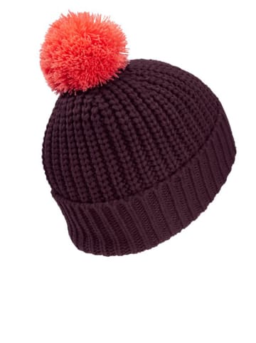 Muts "Pompom Badge" paars/oranje