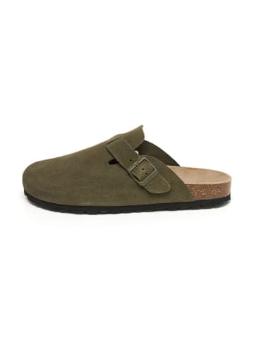 Leder-Clogs in Grün