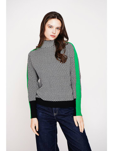 Pullover in Schwarz/ Weiß/ Grün