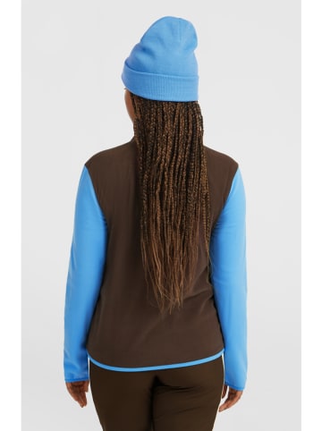 Fleecepullover in Braun/ Blau/ Beige