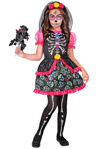 Kostuum "DIA DE LOS MUERTOS" zwart/roze