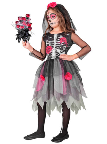 Kostüm "FLOWER SKELETT GIRL" in Grau/ Pink