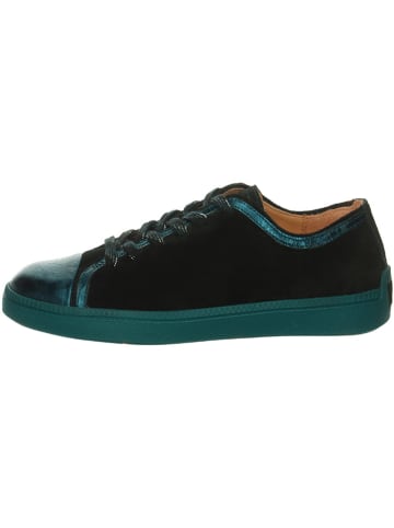 Leren sneakers zwart/turquoise