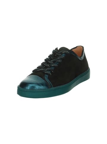 Leren sneakers zwart/turquoise