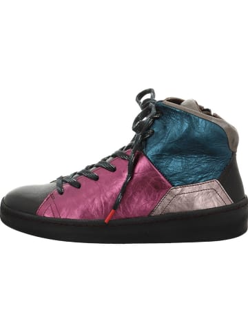 Leder-Sneakers in Schwarz/ Pink