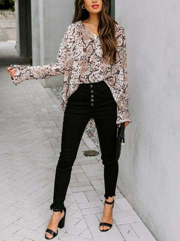 Bluse in Weiß/ Braun