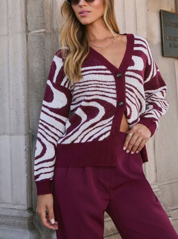 Cardigan in Bordeaux/ Creme