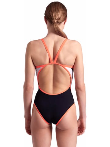 Badeanzug in Weiß/ Orange/ Schwarz