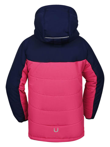 Winterjas donkerblauw/roze