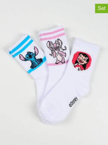 3er-Set: Socken "Lilo & Stitch" in Weiß