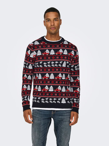 Pullover in Schwarz/ Rot