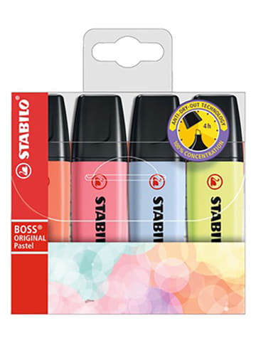 Textmarker "STABILO BOSS ORIGINAL Pastel" - 4 Stück
