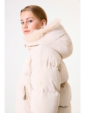 Doorgestikte jas beige