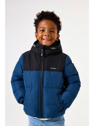Doorgestikte jas blauw/zwart