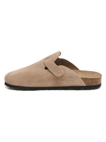 Leder-Clogs in Beige