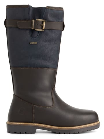 Leder-Stiefel "Grimdalen" in Dunkelblau/ Braun