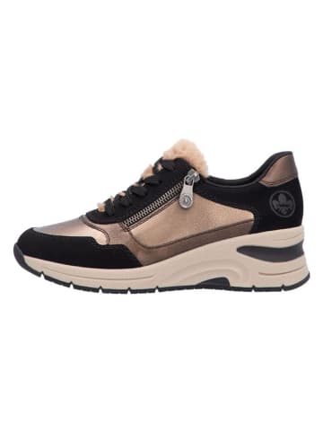 Keilsneakers in Schwarz/ Hellbraun