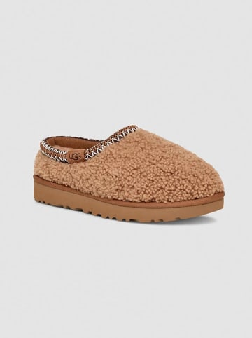Schaffell-Hausschuhe "Tasman Maxi Curly" in Hellbraun