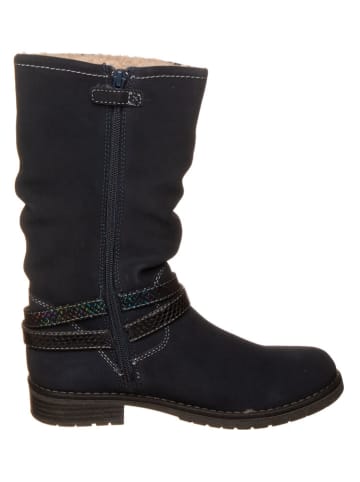 Leder-Stiefel in Dunkelblau