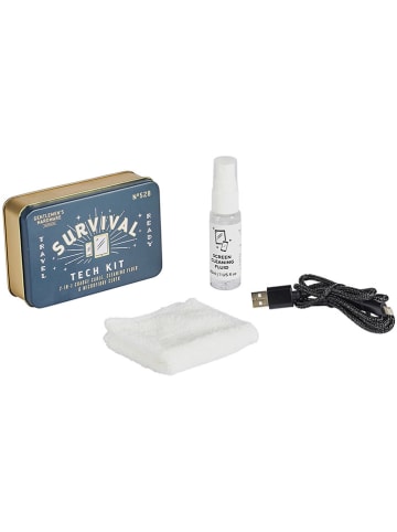 4-częściowy zestaw turystyczny "Survival Tech Kit" w kolorze niebiesko-białym
