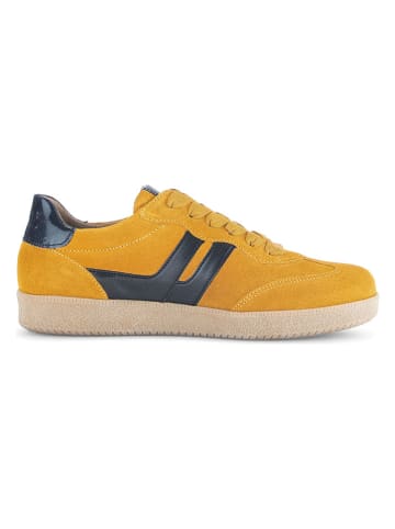 Skórzane sneakersy w kolorze granatowo-żółtym