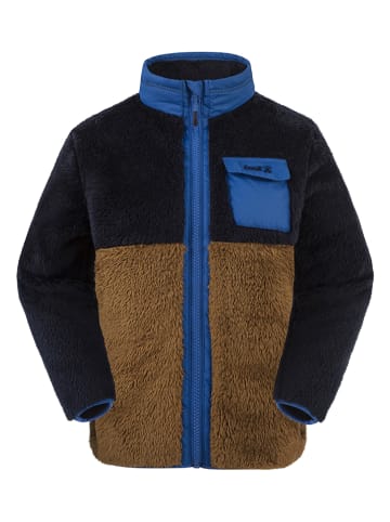 Teddy fleece vest "Shep" donkerblauw/lichtbruin