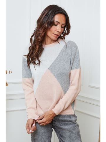 Sweter "Lanos" w kolorze jasnoróżowo-szaro-białym