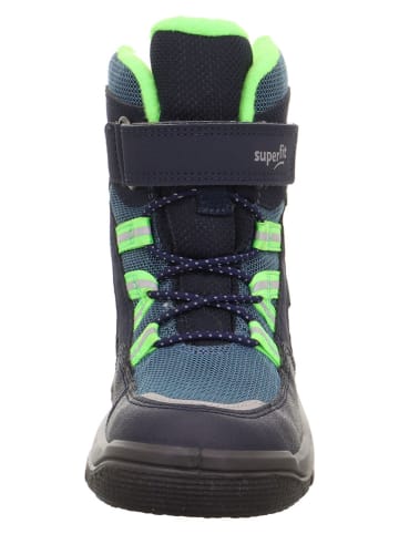Leder-Boots "Mars" in Dunkelblau/ Grün