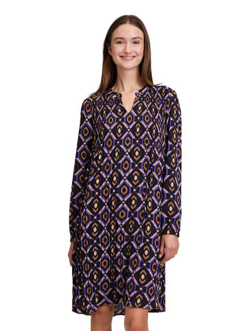 Kleid in Violett/ Schwarz/ Hellbraun