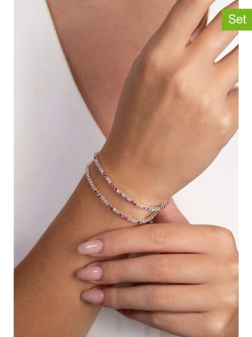 2-delige set: armbanden met edelstenen