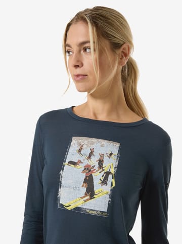 Functionele longsleeve "Dachshund Party" donkerblauw/wit