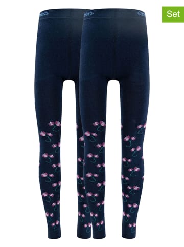 2-delige set: leggings "Bloemen" donkerblauw