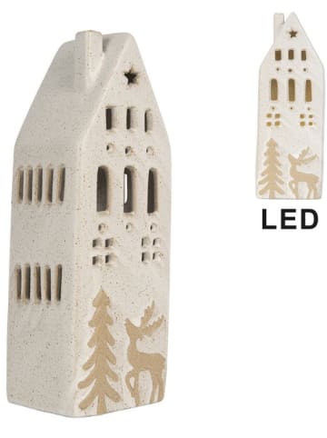 Dekoracyjny domek LED w kolorze kremowym - 9 x 24 x 7 cm