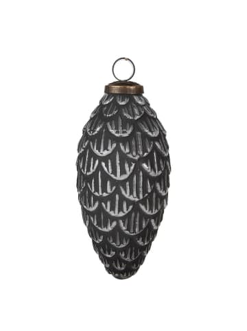 4er-Set: Christbaumkugeln in Grau/ Silber - (H)15 x  Ø 8 cm