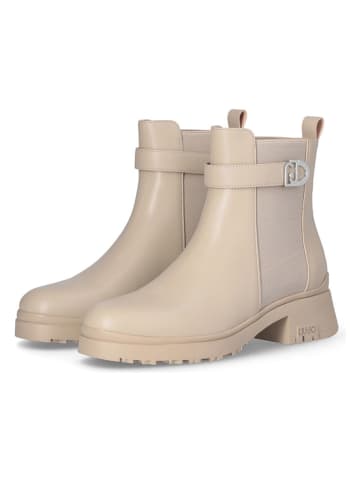 Leren chelseaboots beige
