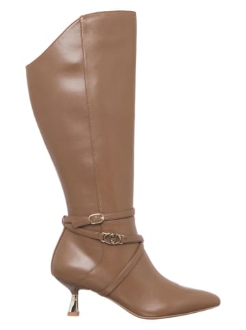Leder-Stiefel in Beige