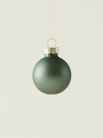 9tlg. Weihnachtskugel-Set in Dunkelgrün/ Weiß