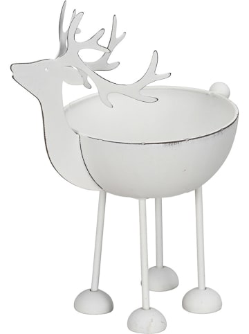 Decoschaal "Hert" wit - (B)17 x (H)21 x (D)1 cm