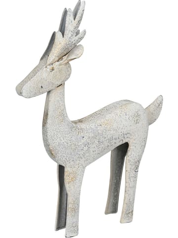 Figurka dekoracyjna "Deer" w kolorze białym - 29,5 x 41 x 6 cm
