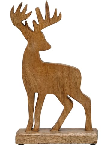 Decofiguur "Hert" lichtbruin - (B)16,5 x (H)28 x (D)6 cm