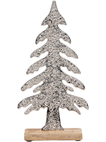 Figurka dekoracyjna "Tree" w kolorze srebrnym - 15,5 x 30,5 x 5 cm