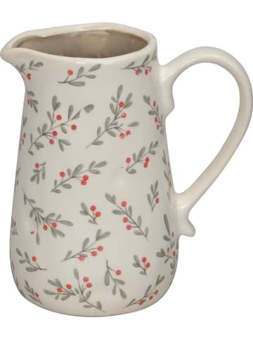 Dzbanek dekoracyjny "Berry Branches" w kolorze kremowym - wys. 18,5 cm