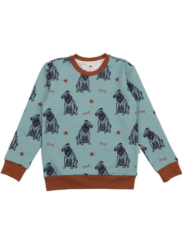 Sweatshirt in Blau/ Braun