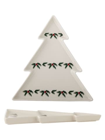 Taca "Berry" w kolorze beżowo-zielonym do serwowania - 24,5 x 26 cm