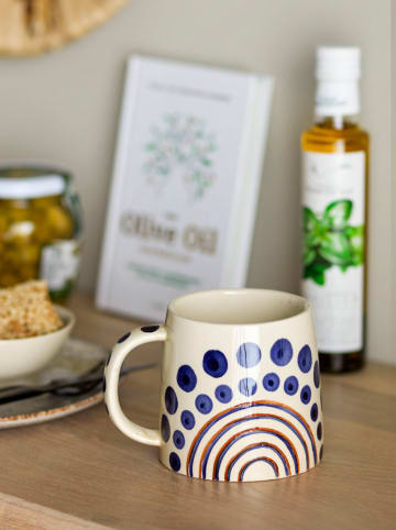Mok "Shama" crème/donkerblauw - 515 ml