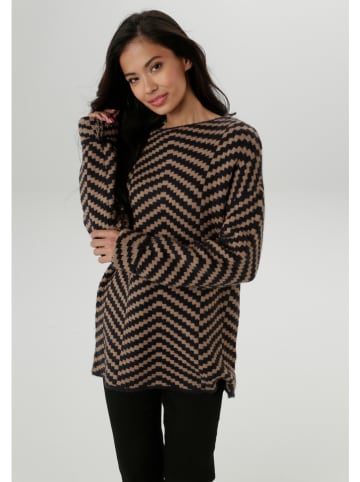 Sweter w kolorze jasnobrązowo-czarnym