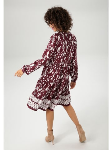 Jurk bordeaux/wit