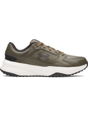 Leren trainingsschoenen kaki